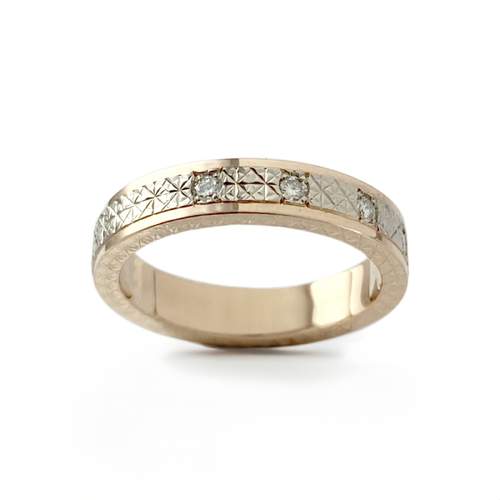 Bague d'occasion or 750 rose et rhodié diamants