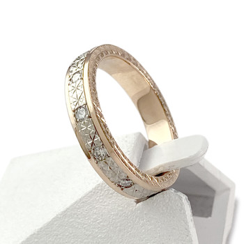 Second-hand 750 rose gold and rhodium-diamond ring