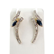 Boucles d'oreilles d'occasion or 750 jaune et rhodié diamants saphirs