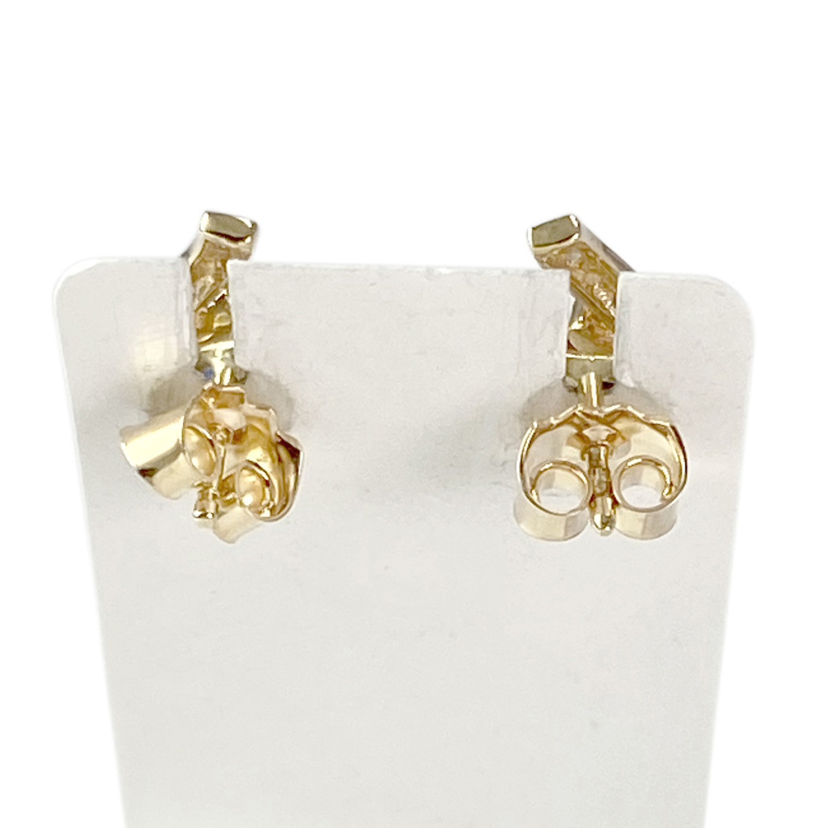 Boucles d'oreilles d'occasion or 750 jaune et rhodié diamants saphirs - vue 3