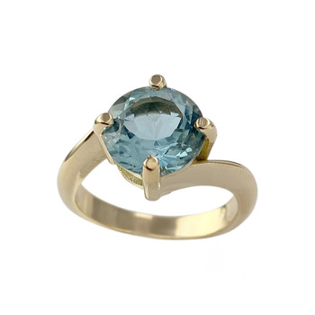 Second hand gold 750 yellow aquamarine ring