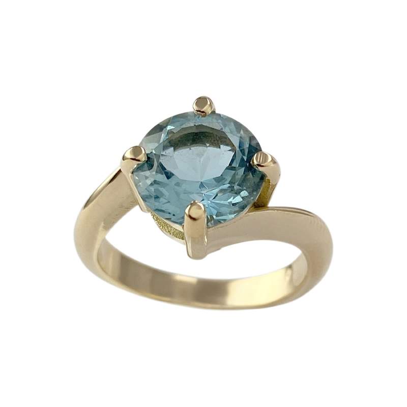 Bague d'occasion or 750 jaune aigue marine - vue 1