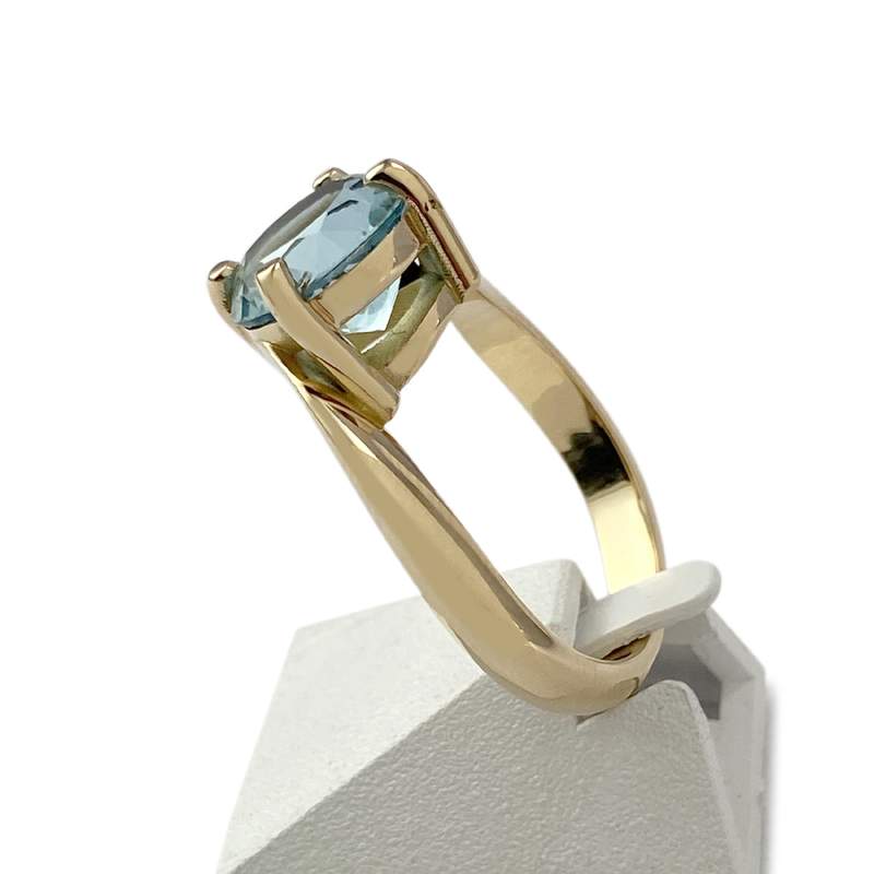Bague d'occasion or 750 jaune aigue marine - vue 2