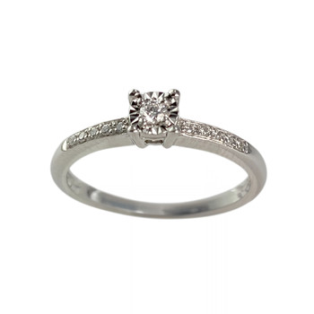 Bague d'occasion or 375 blanc diamants