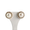Boucles d'oreilles d'occasion or 750 jaune perles bouton zirconias - vue V1