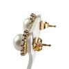 Boucles d'oreilles d'occasion or 750 jaune perles bouton zirconias - vue V2