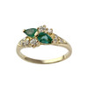Bague d'occasion or 750 jaune émeraudes diamants - vue V1