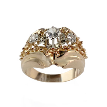 Bague d'occasion or 750 rose et rhodié spinelles synthétique