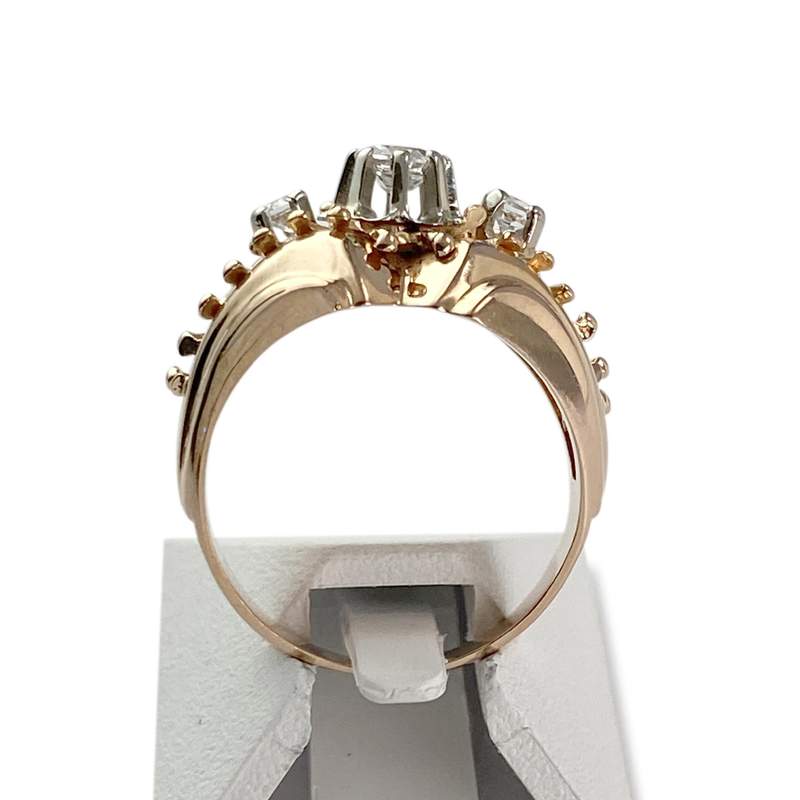 Bague d'occasion or 750 rose et rhodié spinelles synthétique - vue 3