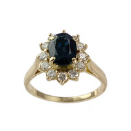 Bague d'occasion or 750 jaune saphir diamants