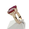 Bague d'occasion or 750 jaune rubis synthétique - vue V2