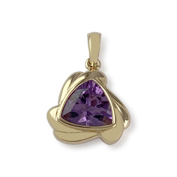 Tweedehands gouden hanger 750 geel amethydye