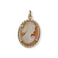 Pendentif d'occasion or 750 jaune camée coquille ovale