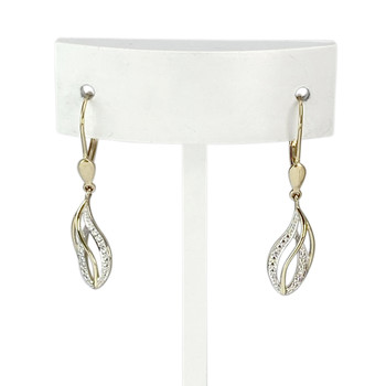 Boucles d'oreilles d'occasion or 375 jaune et rhodié diamants