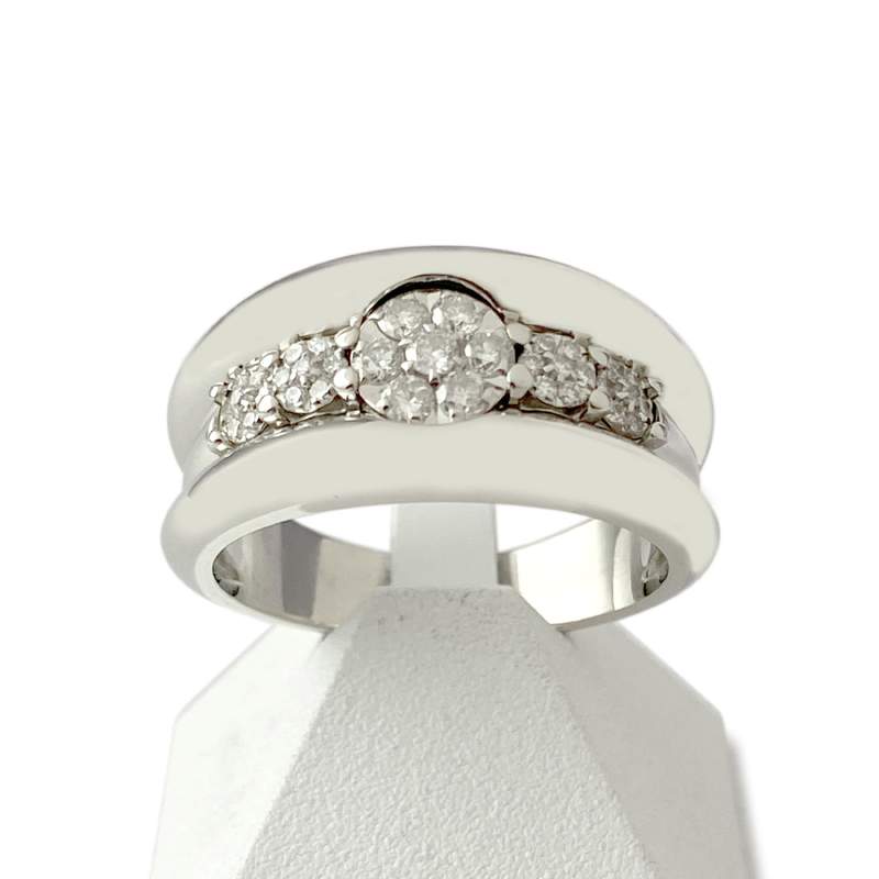 Pre-owned 585 white gold ring with diamonds - view 1
