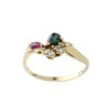 Bague d'occasion or 750 jaune pierres précieuses diamants - vue V1