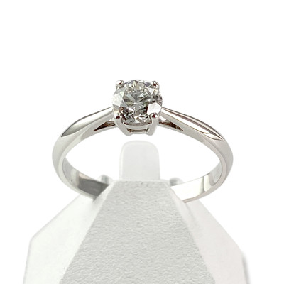 Tweedehands solitaire ring van 750 witgoud met een diamant van 0,50 karaat - afbeelding 1