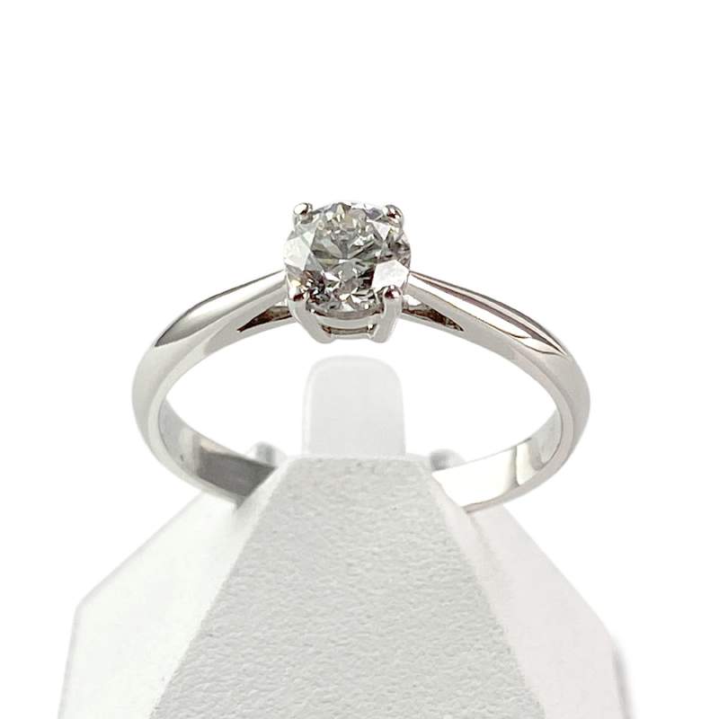 Solitaire d'occasion or 750 blanc diamant 0.50 carat - vue 1