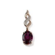 Pendentif d'occasion or 375 rose et rhodié diamant et grenat rhodolite