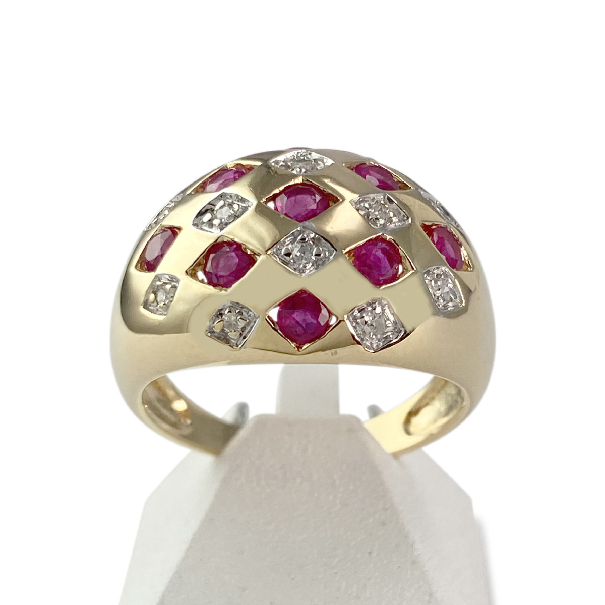 Bague d'occasion or 750 jaune et rhodié rubis diamants
