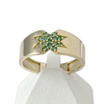 Tweedehands GLAMIRA ring in 585 geel goud met smaragden