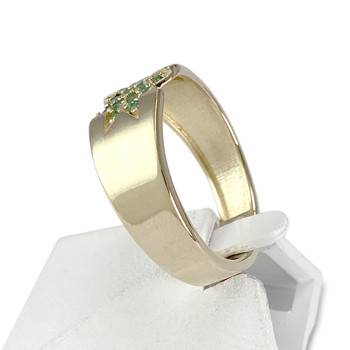 Tweedehands GLAMIRA ring in 585 geel goud met smaragden