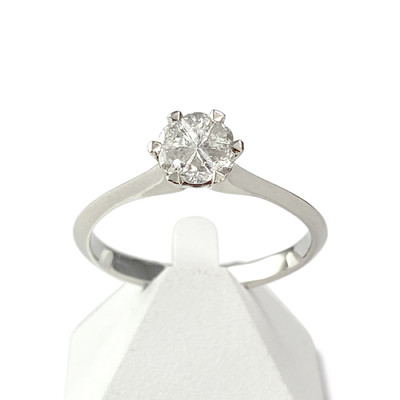 Pre-owned 750 white gold ring with diamonds - view 1