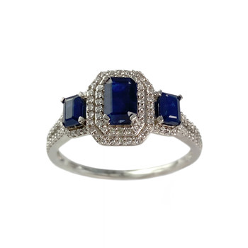 Second-hand 750 white gold Sapphires and Diamonds ring
