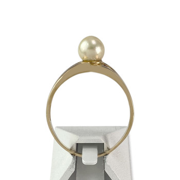 Second-hand gold ring 750 yellow cultured pearl