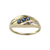 Bague d'occasion or 750 jaune et rhodié saphirs diamants - vue V1