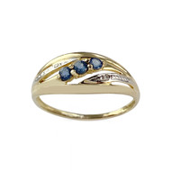 Bague d'occasion or 750 jaune et rhodié saphirs diamants