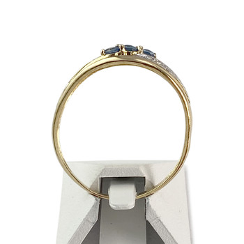 Tweedehands 750 geelgouden en gerhodineerde ring met saffieren en diamanten