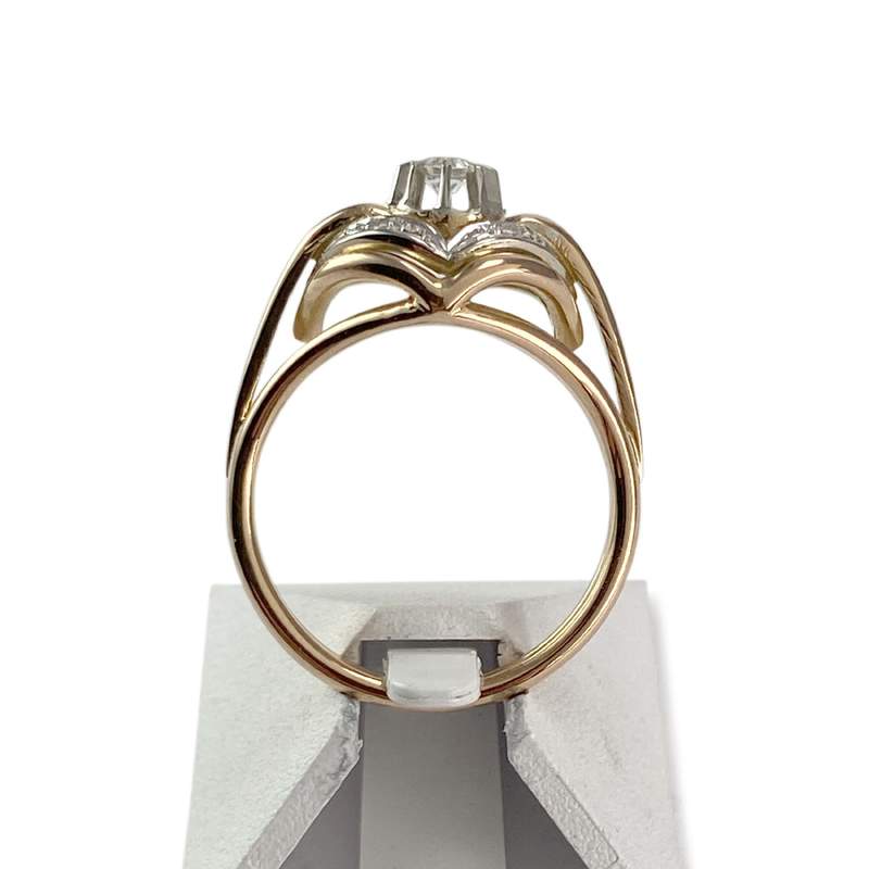 Bague d'occasion 2 ors 750 saphirs synthétiques blancs - vue 3
