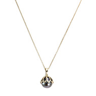 Collier d'occasion or 375 jaune perle de culture de tahiti 45 cm