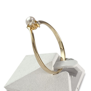 Bague d'occasion or 750 jaune perle de culture de chine zirconia