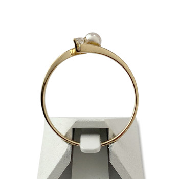 Bague d'occasion or 750 jaune perle de culture de chine zirconia