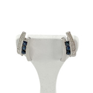 Boucles d'oreilles d'occasion or 750 blanc saphirs diamants