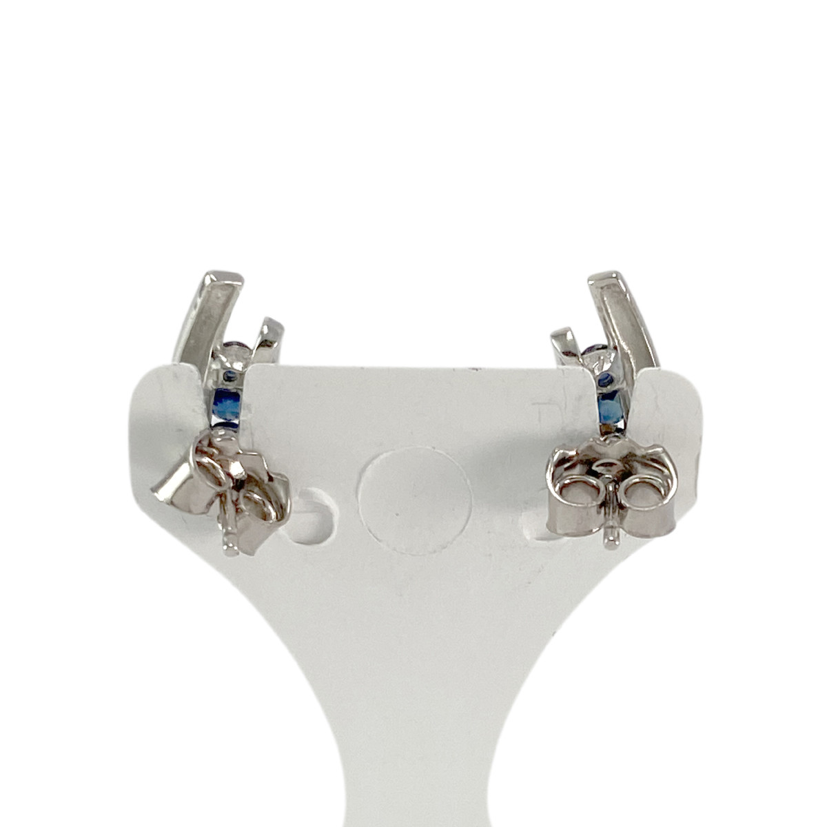 Boucles d'oreilles d'occasion or 750 blanc saphirs diamants - vue 3