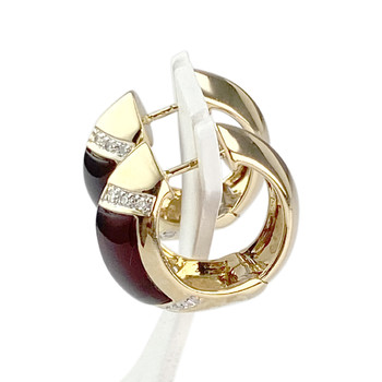 Pre-owned hoop earrings gold 750 2 tones diamonds glasses