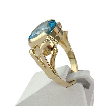 Second-hand gold 750 yellow topaz swiss blue ring