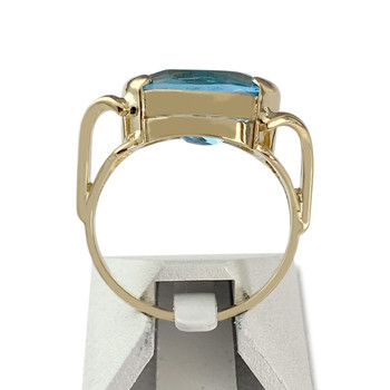 Second-hand gold 750 yellow topaz swiss blue ring