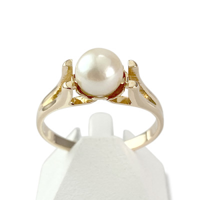 Bague d'occasion or 750 jaune perle de culture de chine
