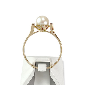 Bague d'occasion or 750 jaune perle de culture de chine