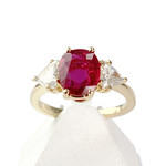 Bague d'occasion or 750 jaune rubis diamants - vue 1