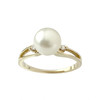 Bague d'occasion or 375 jaune perle de culture diamants - vue V1