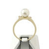 Bague d'occasion or 375 jaune perle de culture diamants - vue V3