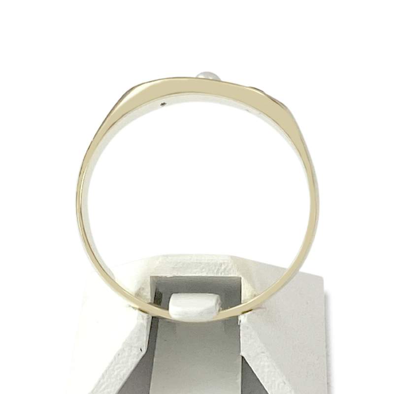 Bague d'occasion or 750 jaune grenat 1/2 perle de culture - vue 3