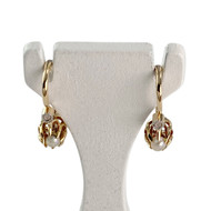 Boucles d'oreilles d'occasion or 750 2 tons diamants demi perles