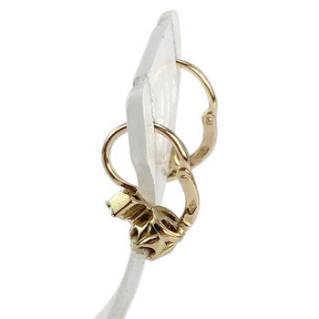 Boucles d'oreilles d'occasion or 2 tons diamants perles