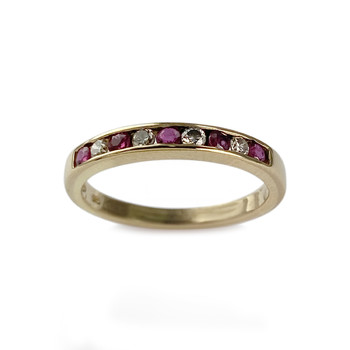 Second-hand gold 750 yellow diamond ruby ring